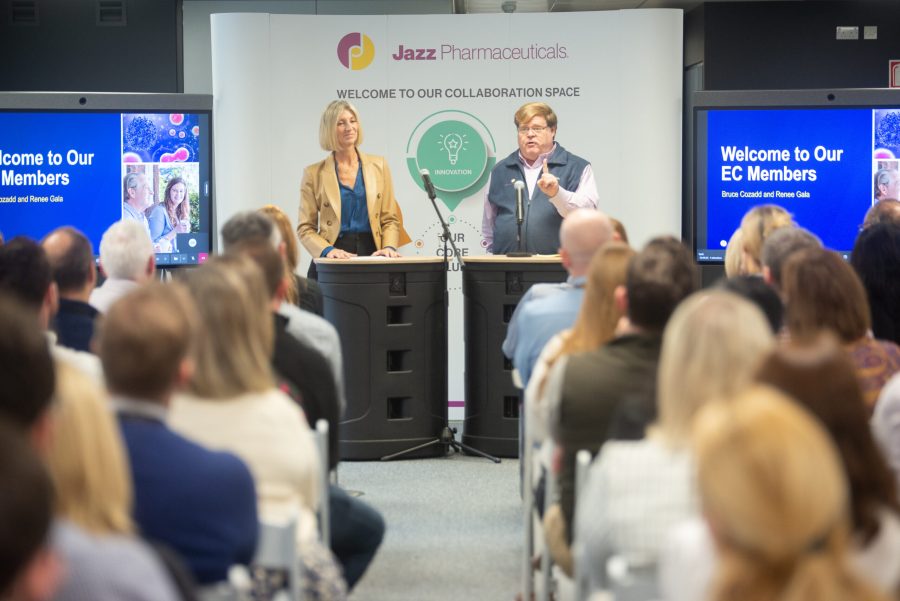 Panel discussion at a corporate town hall in Dublin