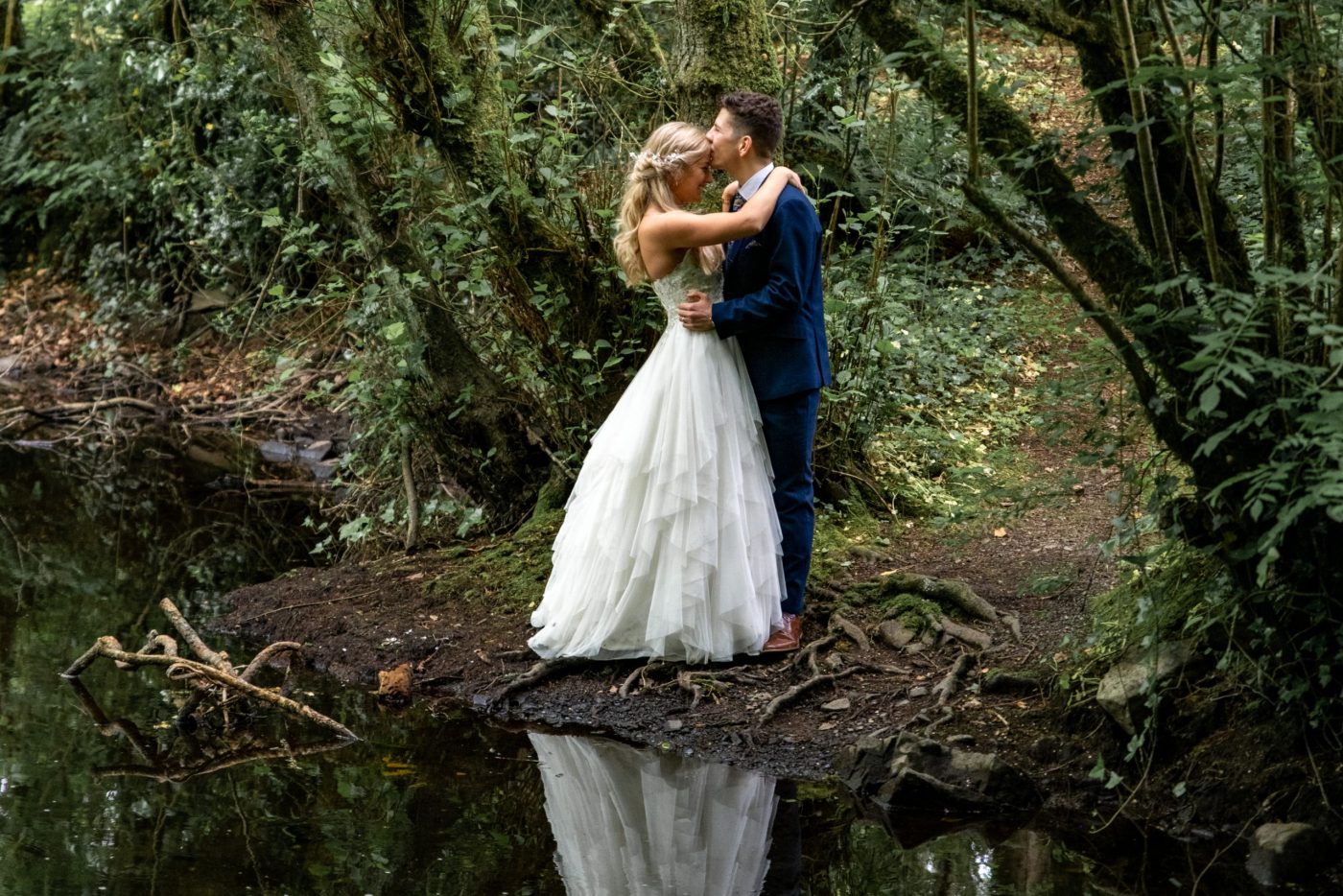 Wedding couple in a garden in County Cavan